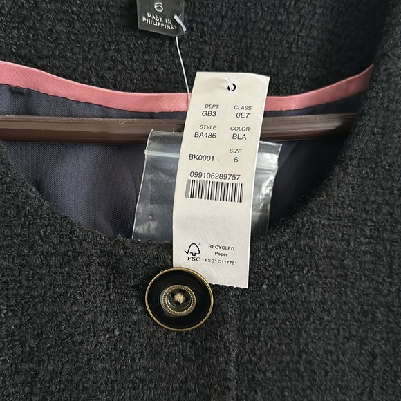 NWT J.Crew Lady Jacket in Black Maritime Tweed Collarless Wool Blend 6 - Picture 2 of 6